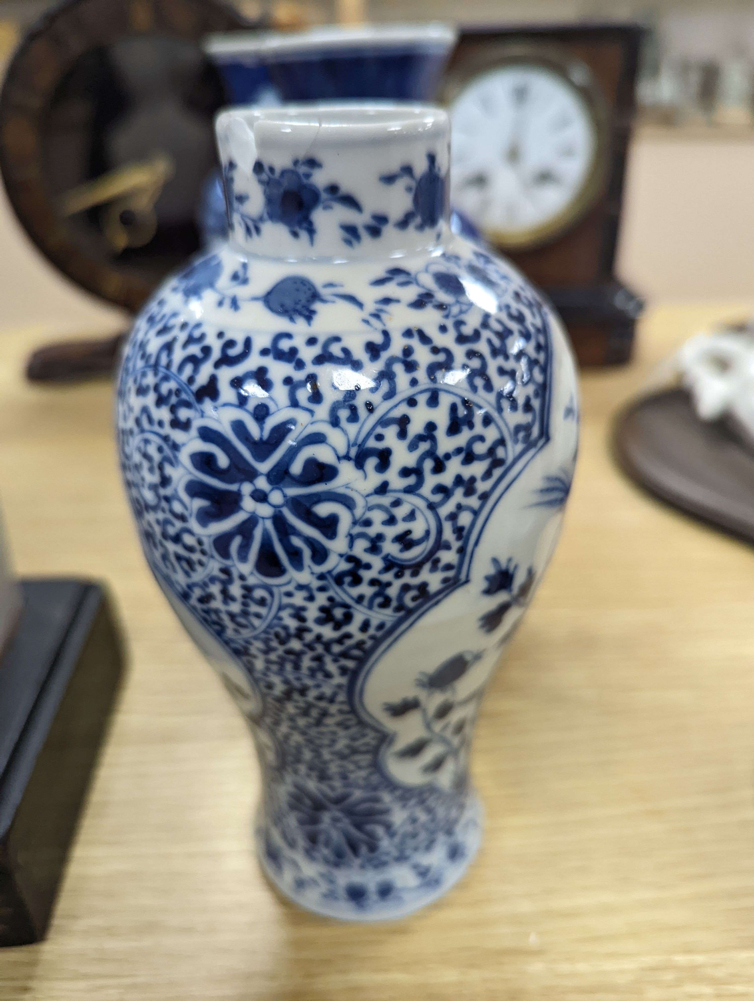 Three Chinese blue and white vases, late 19th/early 20th century, the tallest 19.5 cm